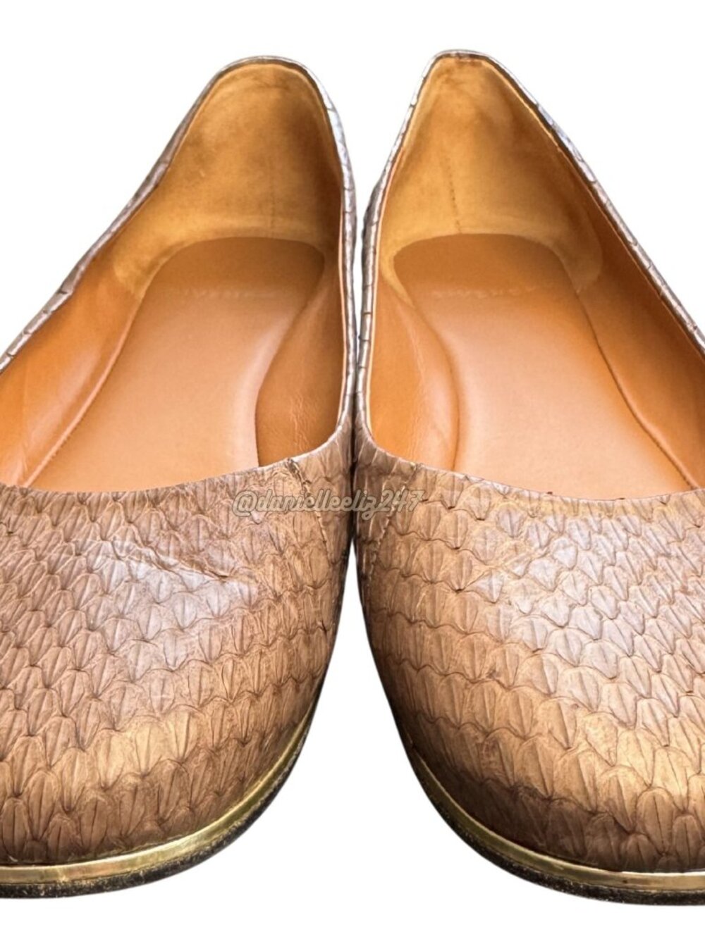 Givenchy Snakeskin Ballet Flats w/ Gold Metal Trim size 40 | 10 (pre-owned)
